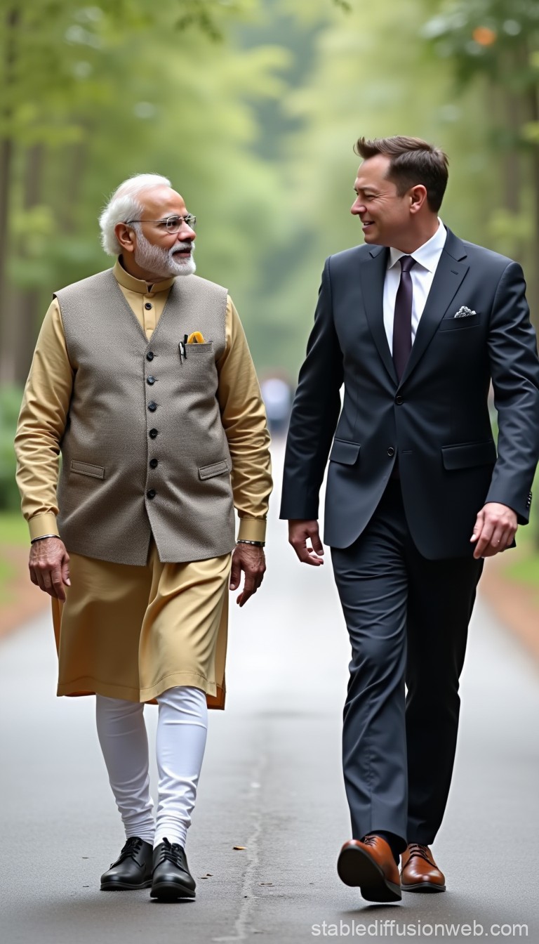 Elon Musk and Narendra Modi AI generated image